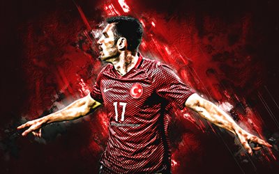 Burak Yilmaz, red stone, Turkey National Team, goal, close-up, Yilmaz, soccer, grunge, football, Turkish football team