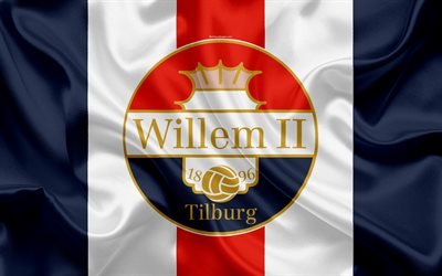 Willem II FC, 4k, Dutch football club, logo, emblem, Eredivisie, Dutch football championship, Tilburg, Netherlands, silk texture