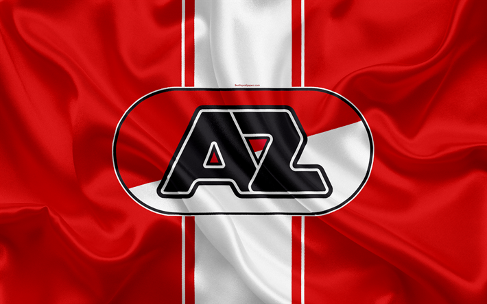 El AZ Alkmaar, 4K, Holandesa de f&#250;tbol del club, logotipo, AZ Alkmaar, emblema, Eredivisie, Holandesa de f&#250;tbol del campeonato, Alkmaar, pa&#237;ses Bajos, texturas de seda