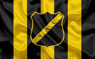 NAC Breda, 4k, Dutch football club, logo, emblem, Eredivisie, Dutch football championship, Breda, Netherlands, silk texture, Breda FC