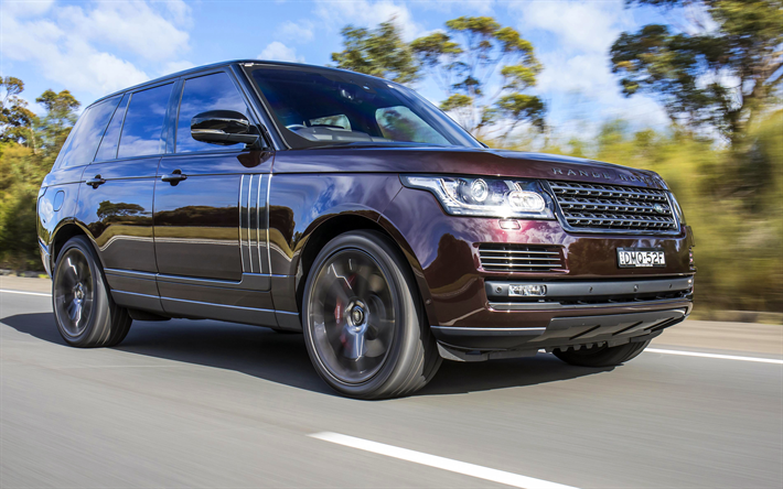 Range Rover Vogue, 4k, 2018 carros, maroon Range Rover, Land Rover, SUVs, Range Rover
