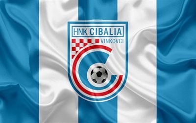 HNK Cibalia, 4k, Croatian football club, emblem, logo, football, flag, HNL, Croatian First Football League, Vinkovci, Croatia, Cibalia FC