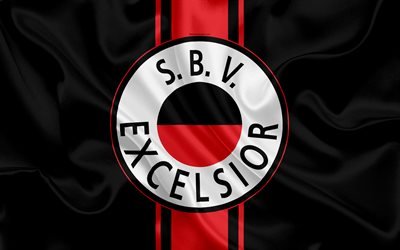 SBV Excelsior, 4K, Dutch football club, Excelsior logo, emblem, Eredivisie, Dutch football championship, Rotterdam, Netherlands, silk texture, Excelsior FC