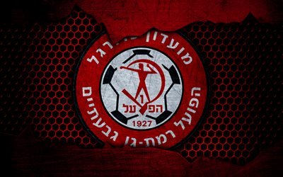 Hapoel Raanana, 4k, logo, Ligat haAl, soccer, football club, Israel, grunge, metal texture, Hapoel Raanana FC