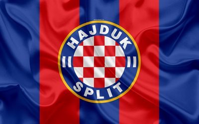 HNK Hajduk Split, 4k, Croatian Football Club, emblem, logo, football, flag, HNL, Croatian Football Championship, Croatian First Football League, Split, Croatia, Hajduk Split FC