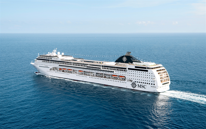MSC Lirica, 4k, cruise ship, Mediterranean Sea, luxury cruise liner, beautiful ships