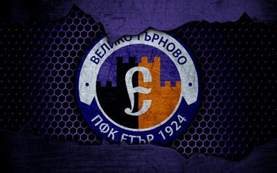 Etar, 4k, logo, Parva Liga, soccer, football club, Bulgaria, SFC Etar, grunge, metal texture, Etar FC
