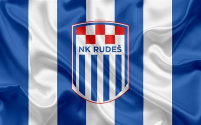 NK Rudes, 4k, Croatian football club, emblem, logo, football, flag, HNL, Croatian Football Championship, Croatian First Football League, Rudes, Croatia, Rudes FC