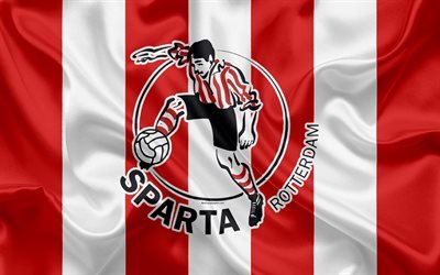 Sparta Rotterdam FC, 4K, Dutch football club, Sparta logo, emblem, Eredivisie, Dutch football championship, Rotterdam, Netherlands, silk texture