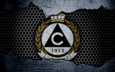 Slavia Sofia, 4k, logo, Parva Liga, soccer, football club, Bulgaria, grunge, metal texture, Slavia Sofia FC