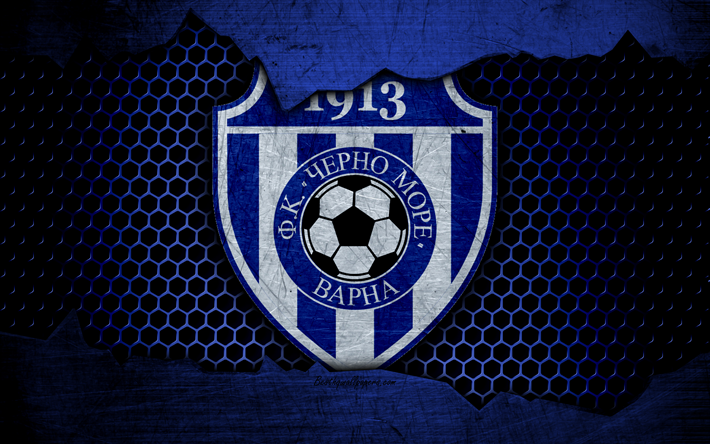 Cherno More Varna, 4k, logo, Parva Liga, futebol, clube de futebol, Bulg&#225;ria, PFC Cherno More Varna, grunge, textura de metal, Cherno More Varna FC