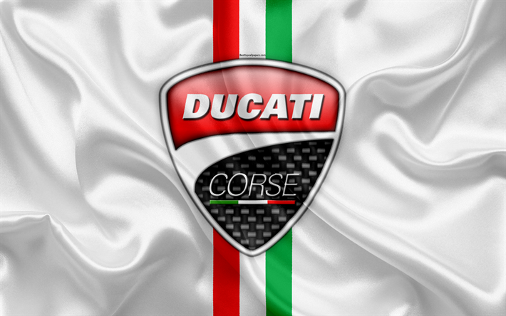 ドゥカティCorse, 4k, ロゴ, エンブレム, イタリア会社, 旗のイタリア, ドゥカティ