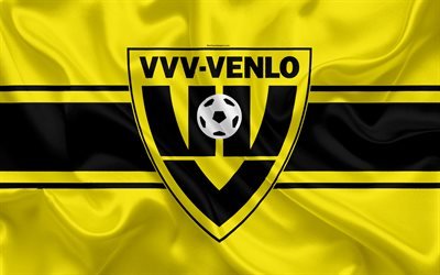 VVV Venlo, 4k, Dutch football club, logo, emblem, Eredivisie, Dutch soccer championship, Venlo, Netherlands, silk texture, Venlo FC