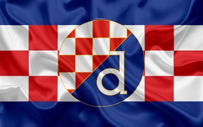 Dinamo Zagreb FC, 4k, Croatian football club, emblem, logo, football, flag, HNL, Croatian Football Championship, Croatian First Football League, Zagreb, Croatia, GNK Dinamo Zagreb