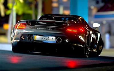 Porsche Carrera GT, notte, vista posteriore, 2018 autovetture, supercar, auto tedesche, Porsche