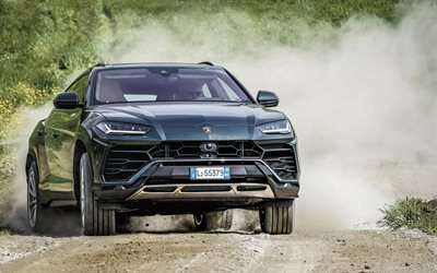 Lamborghini Urus, 2018, urheilu MAASTOAUTO, uusi harmaa Urus, off-road, italian ylellisyytt&#228; jakosuotimet, Off-Road Paketti, Lamborghini