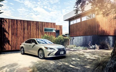Lexus ES, 300 h, en 2018, de lujo plata sed&#225;n de clase business, nueva plata ES, los coches Japoneses, Lexus