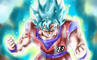 Son-Goku, 4k, Super Saiyan Bl&#229;, eld, DBS, Super Saiyan Gud, Dragon Ball Super, manga, Dragon Ball, Goku