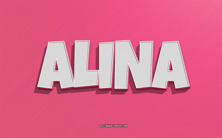 Descargar fondos de pantalla Alina, fondo de líneas rosadas, fondos de  pantalla con nombres, nombre de Alina, nombres femeninos, tarjeta de  felicitación de Alina, arte lineal, imagen con el nombre de Alina