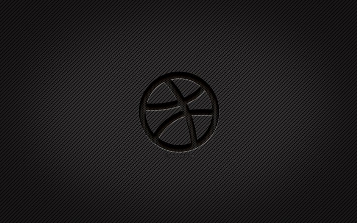 dribbble-carbon-logo, 4k, grunge-kunst, carbon-hintergrund, kreativ, dribbble-schwarzes logo, marken, dribbble-logo, dribbble