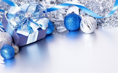 Christmas decoration, blue christmas balls, Christmas, New Year