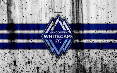 4k, FC Vancouver Whitecaps, grunge, MLS, fotboll, V&#228;stra Konferensen, football club, USA, Vancouver Whitecaps, logotyp, sten struktur, Vancouver Whitecaps FC