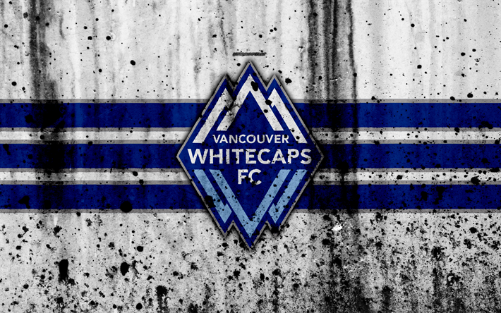 4k, Vancouver Whitecaps FC, grunge, MLS, jalkapallo, L&#228;ntisen Konferenssin, football club, USA, Vancouver Whitecaps, logo, kivi rakenne