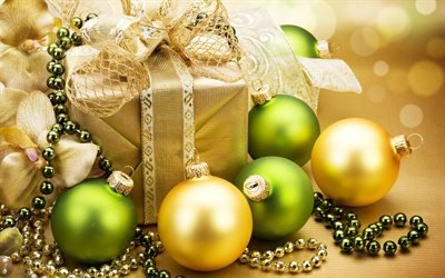 weihnachten, neues jahr, geschenke, kugeln, weihnachtsdekoration