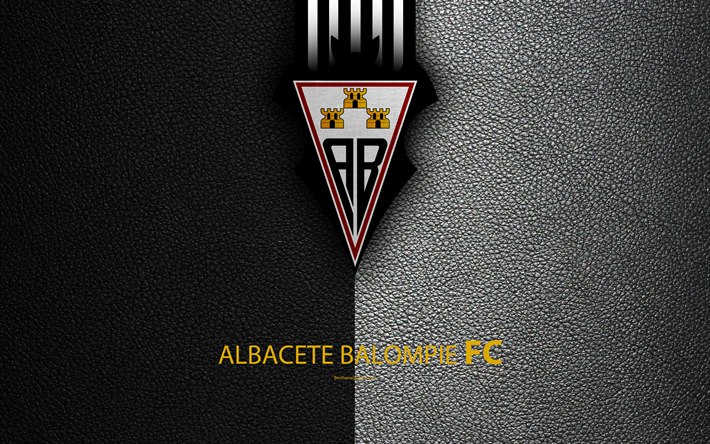 Albacete Balompie FC, 4K, Clube De Futebol Espanhol, textura de couro, logo, LaLiga2, Segunda Divis&#227;o, Albacete, Espanha, futebol