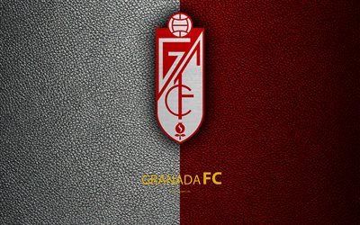 FC Granada, 4K, Spanish Football Club, leather texture, logo, LaLiga2, Segunda Division, Tarragona, Spain, Second Division, football