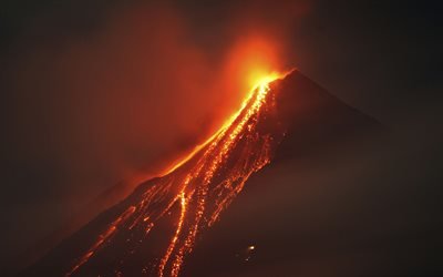 mayon volcano, stratovolcano, lava, volcano eruption, padang, philippinen
