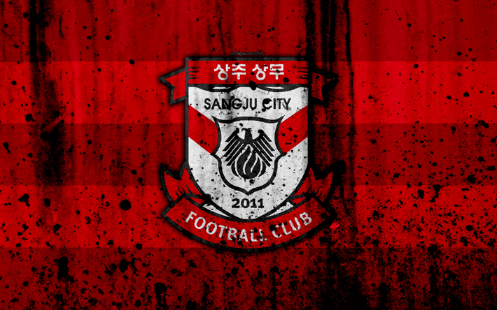 4k, FC Sangju Sangmu, grunge, K-League Classic, jalkapallo, football club, Etel&#228;-Korea, Sangju Sangmu, art, kivi rakenne, Sangju Sangmu FC