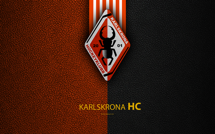 Karlskrona HC, 4k, le su&#233;dois club de hockey, SHL, du cuir &#224; la texture, le logo, les su&#233;dois de Hockey de la Ligue, Karlskrona, Su&#232;de, le hockey, le Elitserien