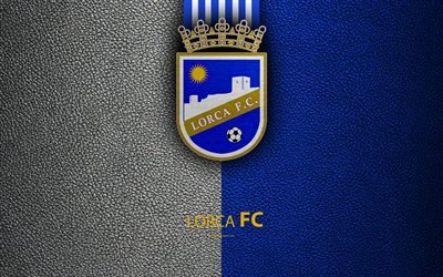 Lorca FC, FC, 4K, Spanish Football Club, leather texture, logo, LaLiga2, Segunda Division, Lorca, Spain, Second Division, football