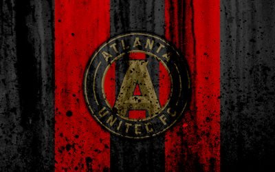 4k, FC Atlanta United, grunge, MLS, art, Eastern Conference, football club, USA, Atlanta United, soccer, stone texture, logo, Atlanta United FC