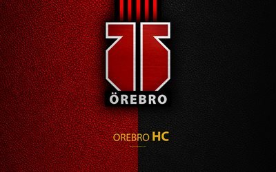 HC Orebro, 4k, sueco de hockey del club, SHL, textura de cuero, logotipo, sueco de Hockey de la Liga, Orebro, Suecia, hockey, Elitserien