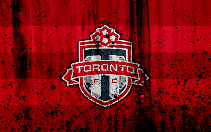 4k, FC Toronto, grunge, İLKAY, sanat, Doğu Konferansı, Futbol Kul&#252;b&#252;, ABD, Toronto, futbol, taş doku, logo, Toronto FC