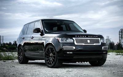 Land Rover Range Rover Vogue, 2017, Sovralimentato, tuning, nero SUV di lusso, ruote nere