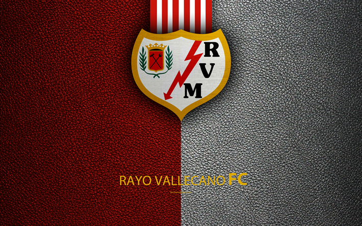 FC Rayo Vallecano, 4K, Espanjan Football Club, nahka rakenne, logo, LaLiga2, Toisen Divisioonan, Madrid, Espanja, jalkapallo