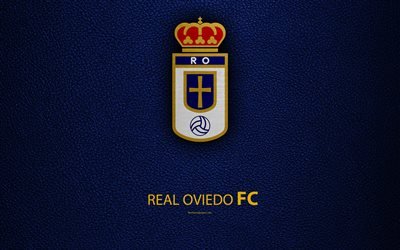 Real Oviedo FC, 4K, Spansk Fotbollsklubb, l&#228;der konsistens, logotyp, LaLiga2, Andra Divisionen, Oviedo, Spanien, fotboll