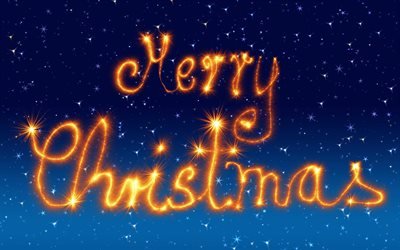 Feliz Navidad, cielo estrellado, Feliz A&#241;o Nuevo, cielo, luces de Bengala, navidad, feliz navidad