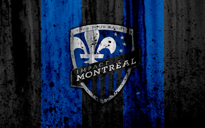 4k, FC Impact de Montreal, grunge, MLS, arte, Confer&#234;ncia Leste, clube de futebol, EUA, Impact De Montreal, futebol, textura de pedra, logo, Montreal Impact FC