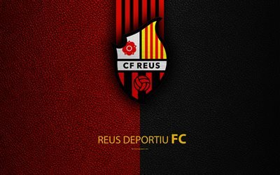 reus deportiu fc, 4k, spanische fu&#223;ball-club, leder textur, logo, laliga2, segunda division, reus, spanien, zweite liga, fu&#223;ball