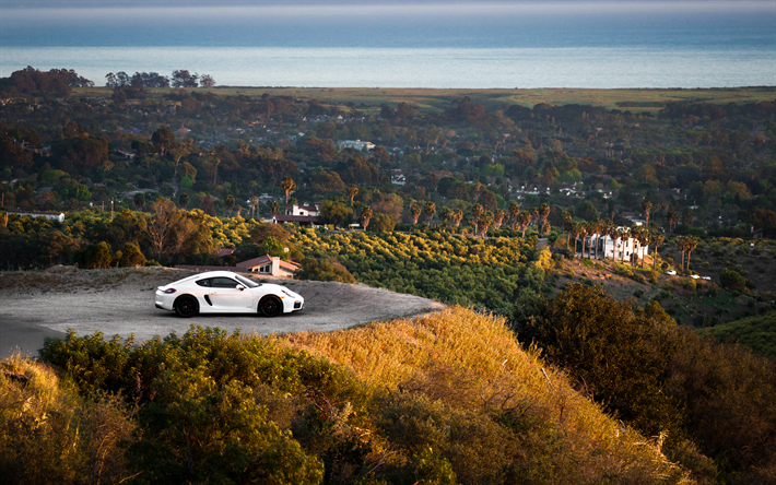 Porsche Cayman GTS, 4k, supercars, 2017 voitures, Santa Barbara, Porsche