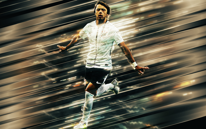 Angel Romero, 4k, creative art, blades style, Corinthians, Paraguayan footballer, Serie A, Brazil, white background, lines art, football, Sport Club Corinthians Paulista