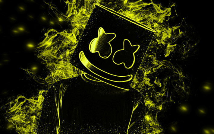Marshmello, American DJ, yaratıcı sarı duman, sanat, erozyon, ABD