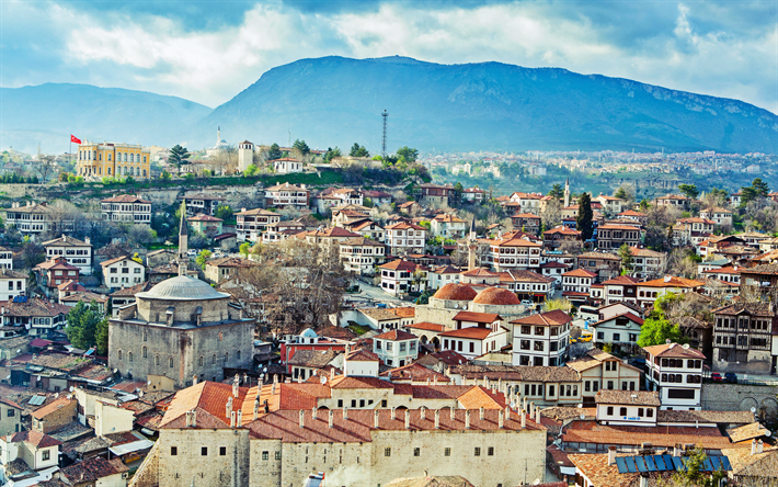A turquia, paisagens de cidade, 4k, panorama, ver&#227;o, HDR, cidade turca