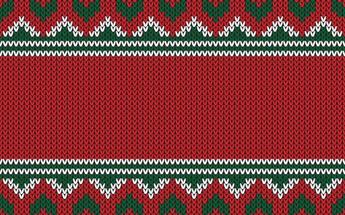 Christmas pattern, fabric texture, knitted red background, Christmas, New Year, knitted pattern