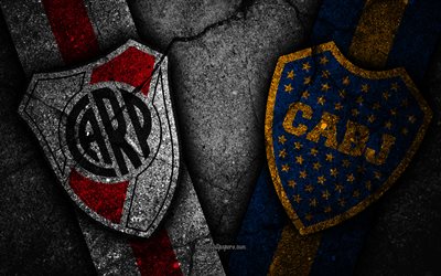 River Plate vs Boca Juniors, Final, Copa Libertadores 2018, creative, Boca Juniors FC, River Plate FC, black stone