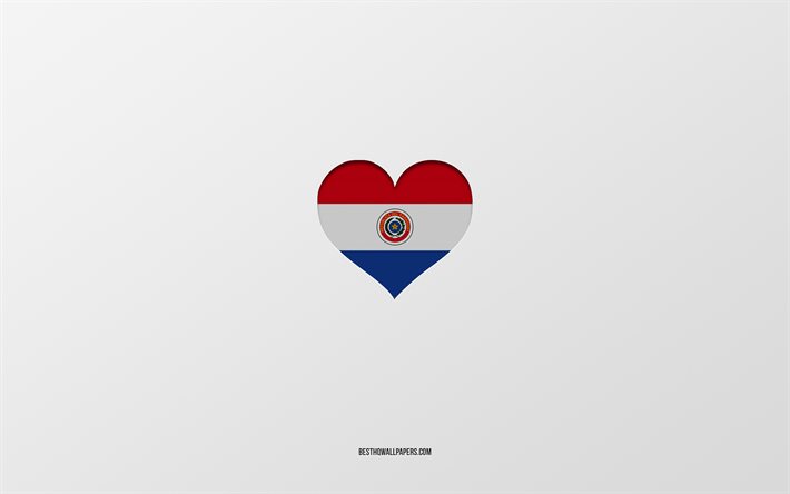 أنا أحب باراغواي, دول أمريكا الجنوبية, باراغواي, خلفية رمادية, علم باراغواي على شكل قلب, البلد المفضل, أحب باراغواي